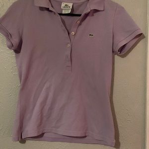 Purple lacoste collar neck shirt